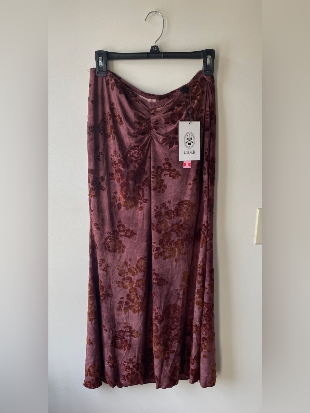 Cider Floral Burnout Maxi Skirt - Mauve & Rust - Picture 3 of 6